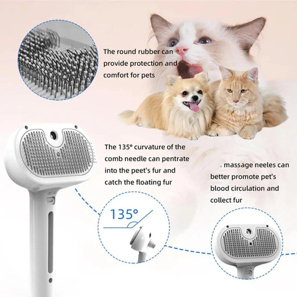 3-in-1 Steam Pet Grooming Brush
