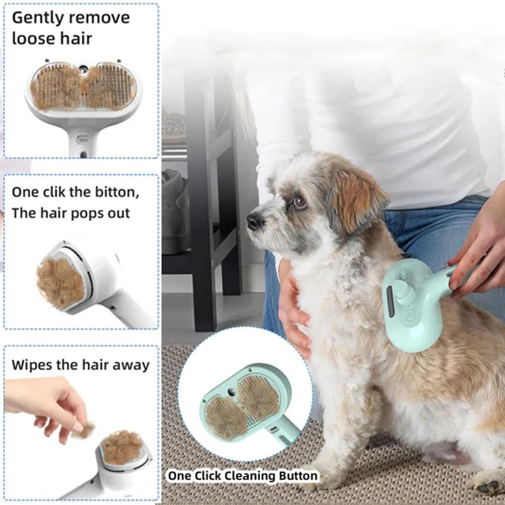3-in-1 Steam Pet Grooming Brush